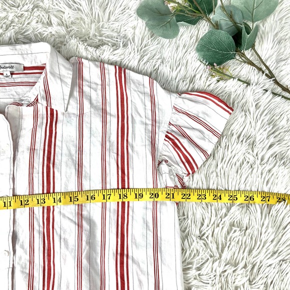 Madewell Central Ruffle-Sleeve Shirt in Carey Stripe - Picture 8 of 9